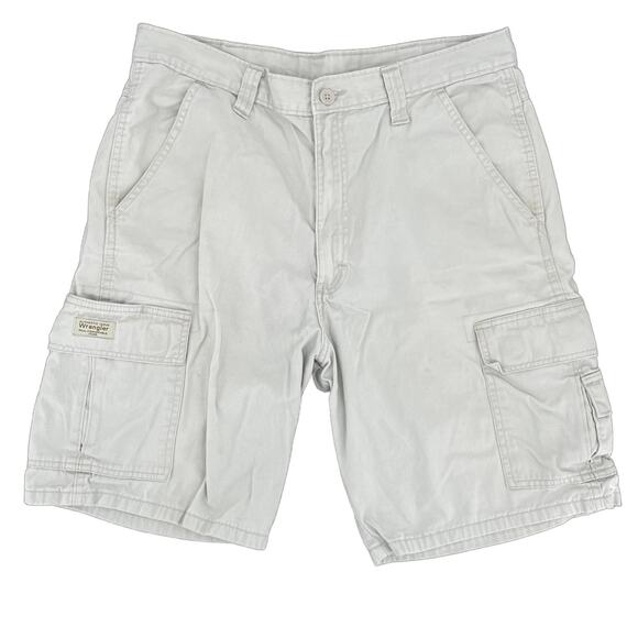 Wrangler Cargo Shorts Neutral Khaki Cream Thrashed Junk Summer Workwear Size 34 - Picture 1 of 12